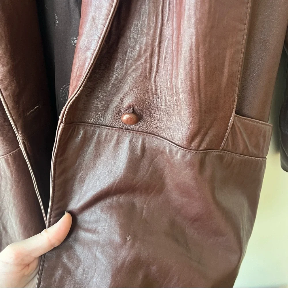 Vintage Real Leather Oversized Blazer Jacket | Brown | Size S grunge streetwear - Picture 3 of 12